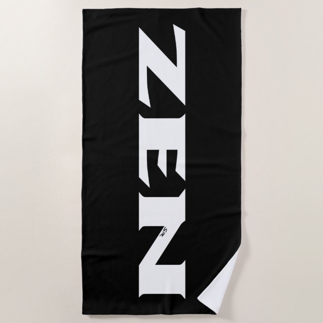 Zen white black beach towel (Front)