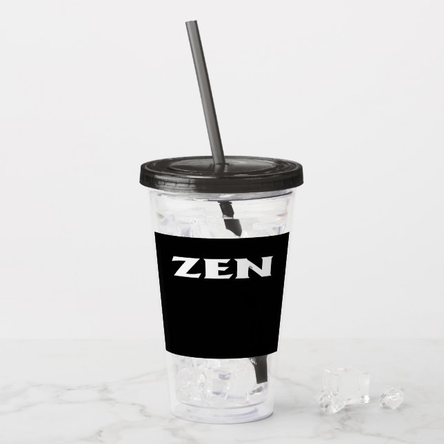 Zen white black black acrylic tumbler (Front Ice)