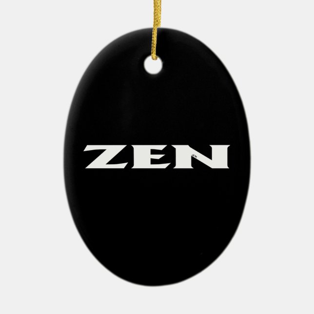 Zen white black oval ceramic ornament (Front)