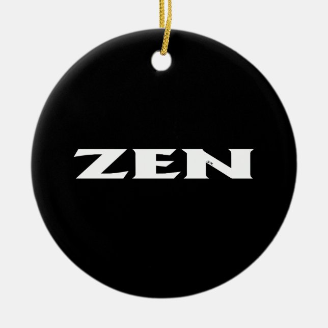 Zen white black round ceramic ornament (Front)