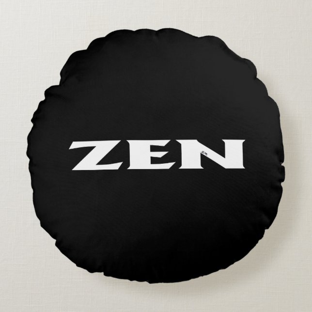Zen white black round poly throw pillow (Front)