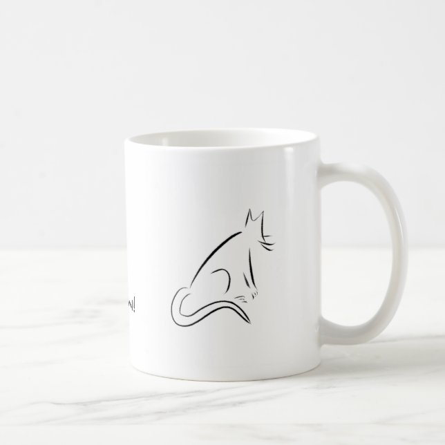 Zen White Cat Mug (Right)