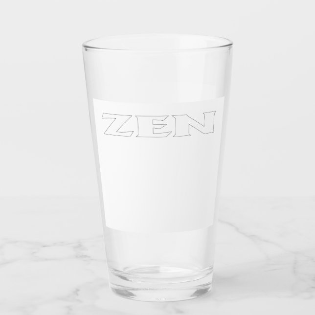 Zen white line white glass tumbler (Front)