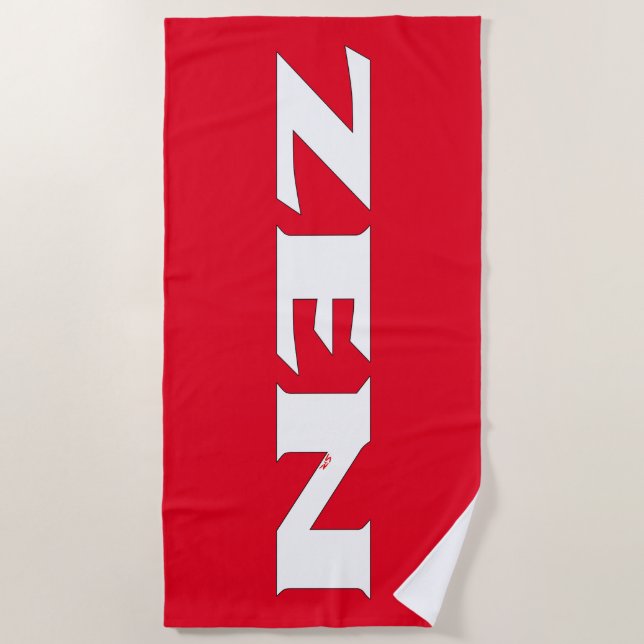 Zen white red beach towel (Front)