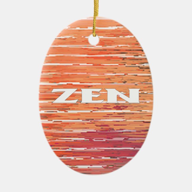 Zen white reeds oval ceramic ornament (Front)