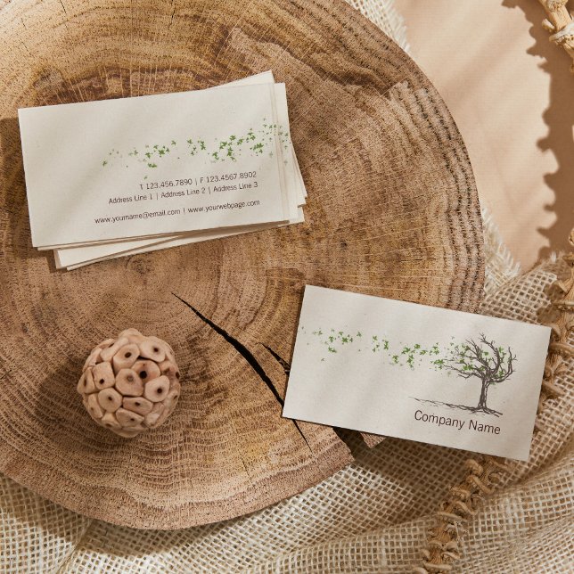 Zen Wind Tree With Leaves Business Card Template (Creator Uploaded)