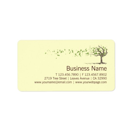 Zen Wind Tree With Leaves Business Labels Stickers