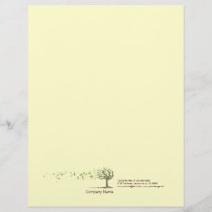 Zen Wind Tree With Leaves Yellow Letterhead