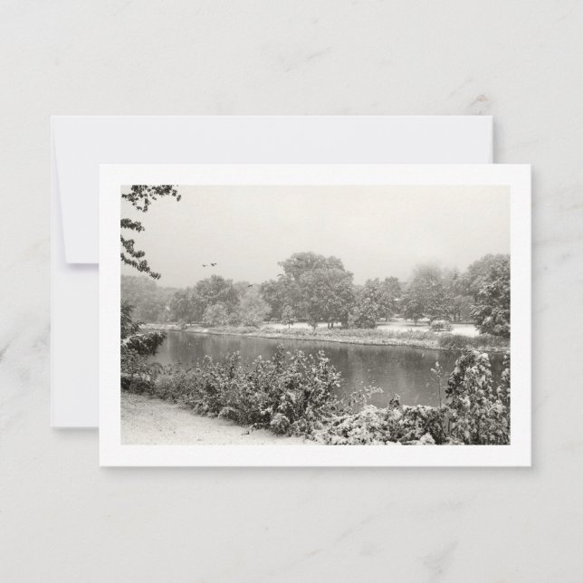 Zen Winter Snowfall I RSVP Card (Front)