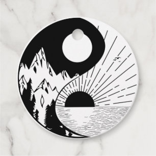 Zen Yin Yang Black White Favour Tags