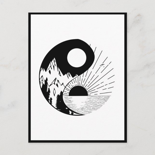 Zen Yin Yang Black White Postcard (Front)