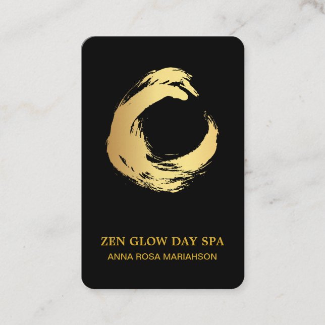 *~* Zen Yoga Abstract Gold Brush Meditation Reiki Business Card (Front)