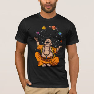 Zen Yoga Buddha Juggling Space Planets Meditation T-Shirt