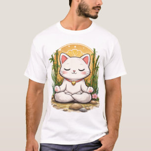 Zen Yoga Cat Calm Meditation Kawaii Design T-Shirt