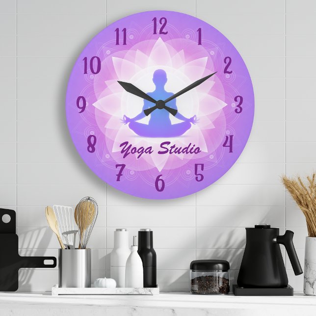 Zen Yoga Lotus Meditation Personalised Large Clock (Creator Uploaded)