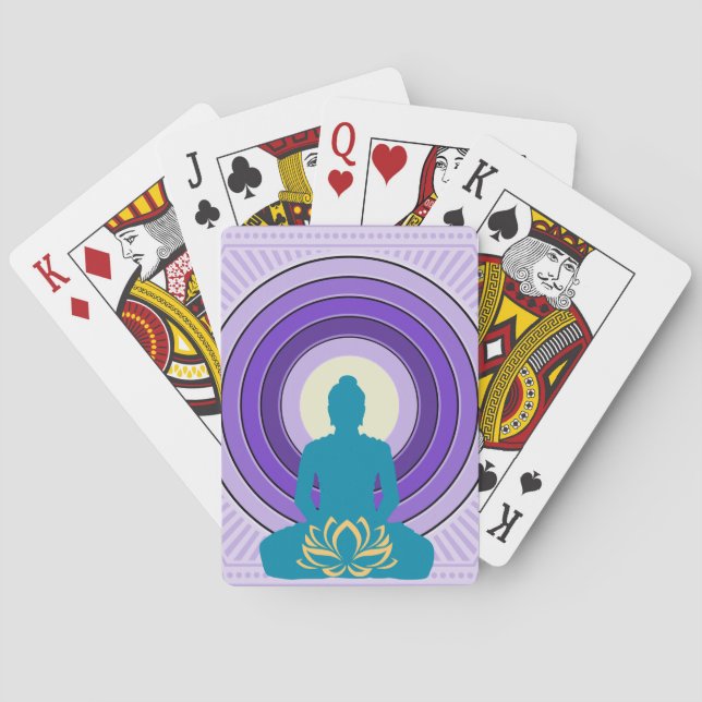 Zen Yoga Meditation Buddha Purple & Blue Playing Cards (Back)