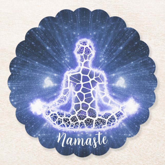 Zen Yoga Meditation Chakra Spiritual Energy Lotus Paper Coaster (Front)