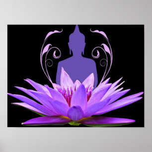 Zen Yoga Meditation Lotus Flower Poster