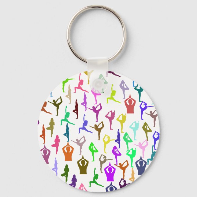 Zen Yoga Meditation Poses & Positions Key Ring (Front)