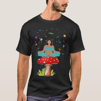 Zen Yoga Meditation Pregnant Women Mushroom Buddha T-Shirt