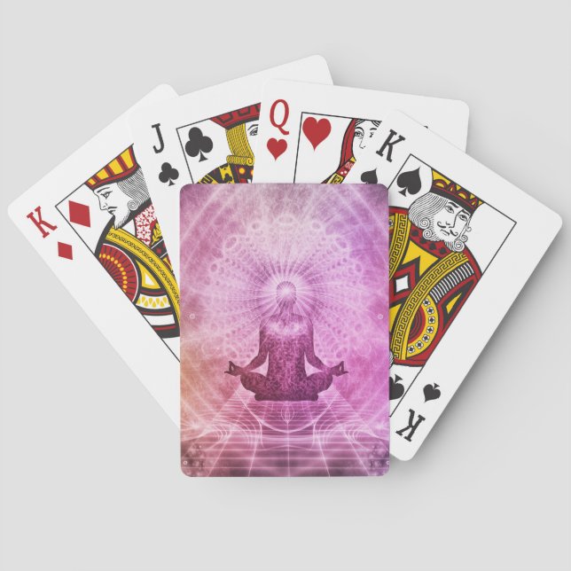 Zen Yoga Meditation Spiritual Lotus Purple Playing Cards (Back)