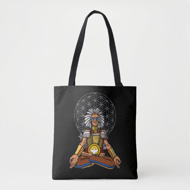 Zen Yoga Native American Chief Indian Meditation Tote Bag (Front)