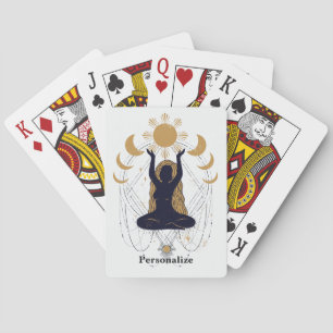 Zen Yoga Pose Golden Sun Meditation Celebration Playing Cards