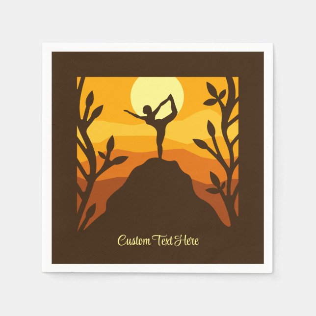 Zen Yoga Pose Mountain Sunrise Personalised Napkin (Front)