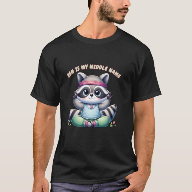 Zen Yoga Racoon Cute Animal Lover Tee (Front)