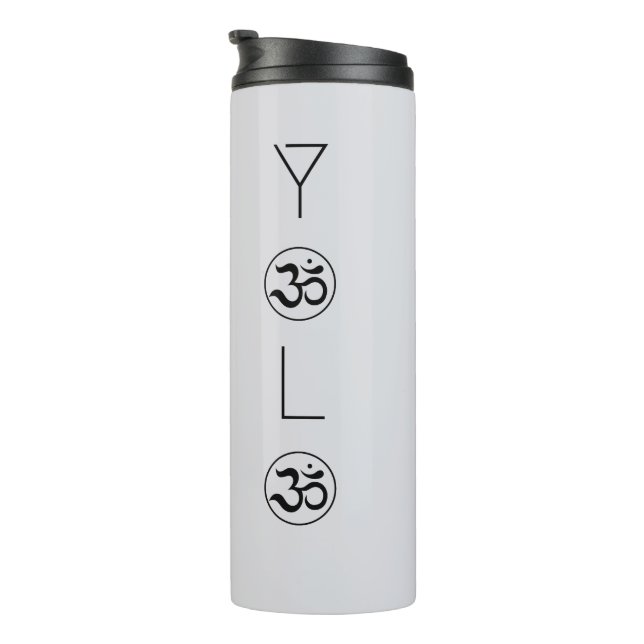 Zen YOLO Om Minimalist Grey Thermal Tumbler (Rotated Right)