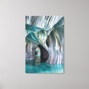 ZENAH Glacial Blue Reflections - Abstract Marble Canvas Print