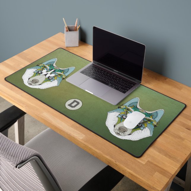 Zenart patterned Husky Dog Blue Husky Face Desk Mat (Office 2)
