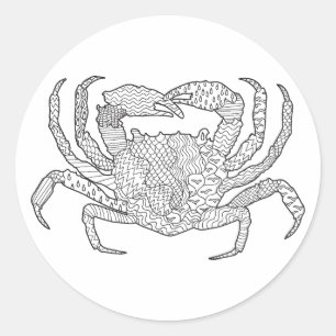Zendoodle Crab Classic Round Sticker