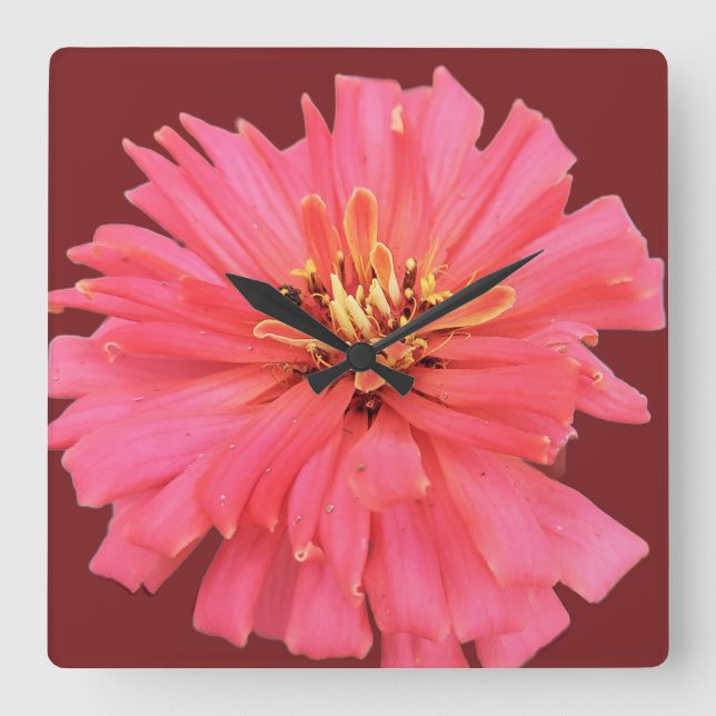 Zenia Floral Square Wall Clock (Front)