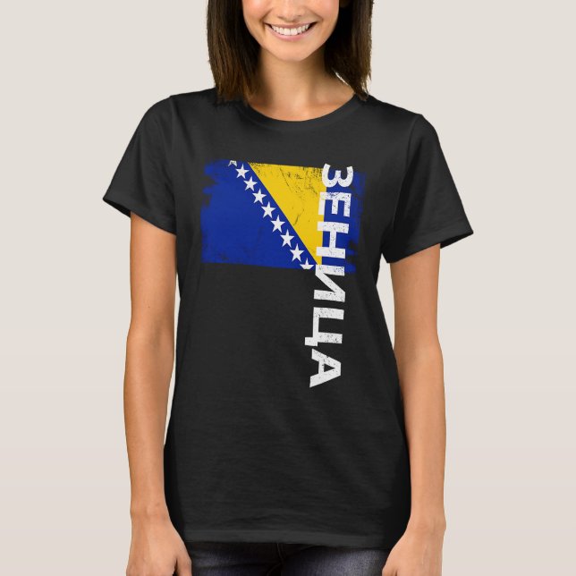 Zenica Bosnia Flag For Bosnian Men Women Kids T-Shirt (Front)