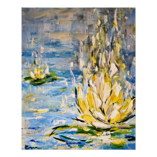 Zenitude   Abstract Water Lily & Zen Art Poster