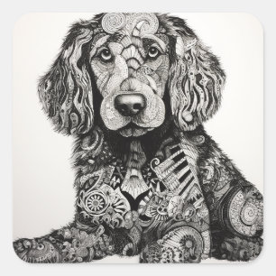 Zentangle Dog Square Sticker