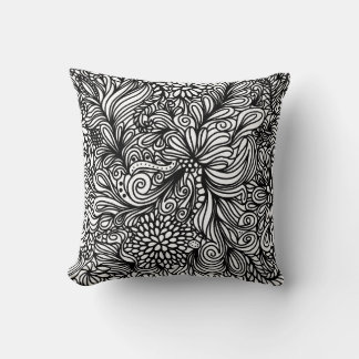 Zentangle flower and paisley doodle design cushion