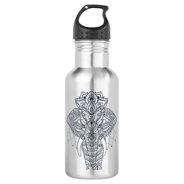 Zentangle Inspired Elephant 710 Ml Water Bottle (Front)