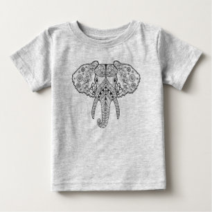 Zentangle Inspired Elephant Baby T-Shirt