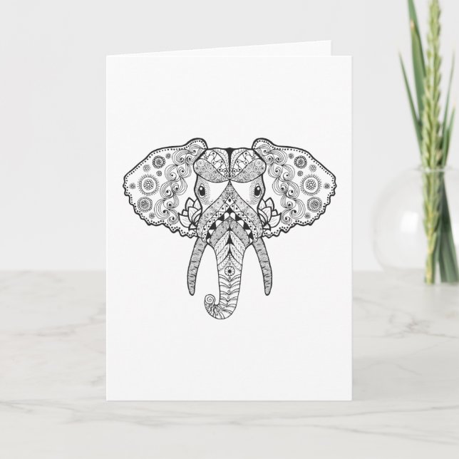 Zentangle Inspired Elephant Card (Front)