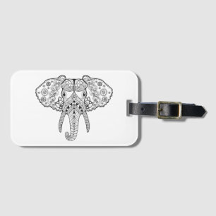 Zentangle Inspired Elephant Luggage Tag