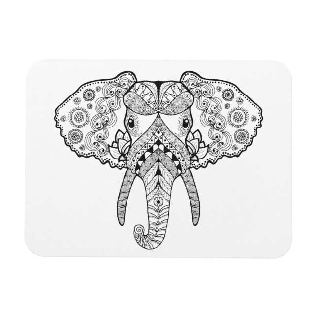 Zentangle Inspired Elephant Magnet (Horizontal)