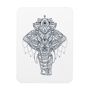 Zentangle Inspired Elephant Magnet