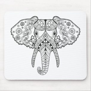 Zentangle Inspired Elephant Mouse Mat