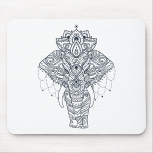 Zentangle Inspired Elephant Mouse Mat