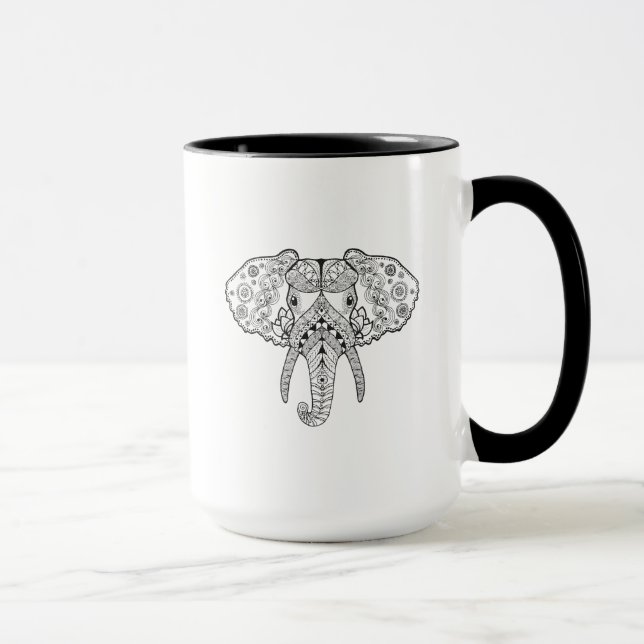 Zentangle Inspired Elephant Mug (Right)