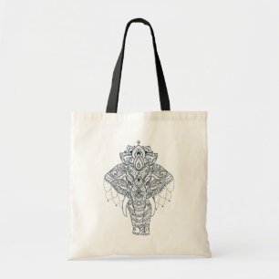 Zentangle Inspired Elephant Tote Bag