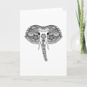 Zentangle Inspired Indian Elephant Card