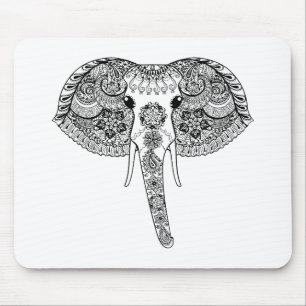 Zentangle Inspired Indian Elephant Mouse Mat